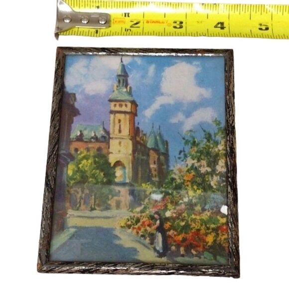 Vintage Miniature Framed Print Andre Franchet Paris Street Scene - Picture 5 of 5